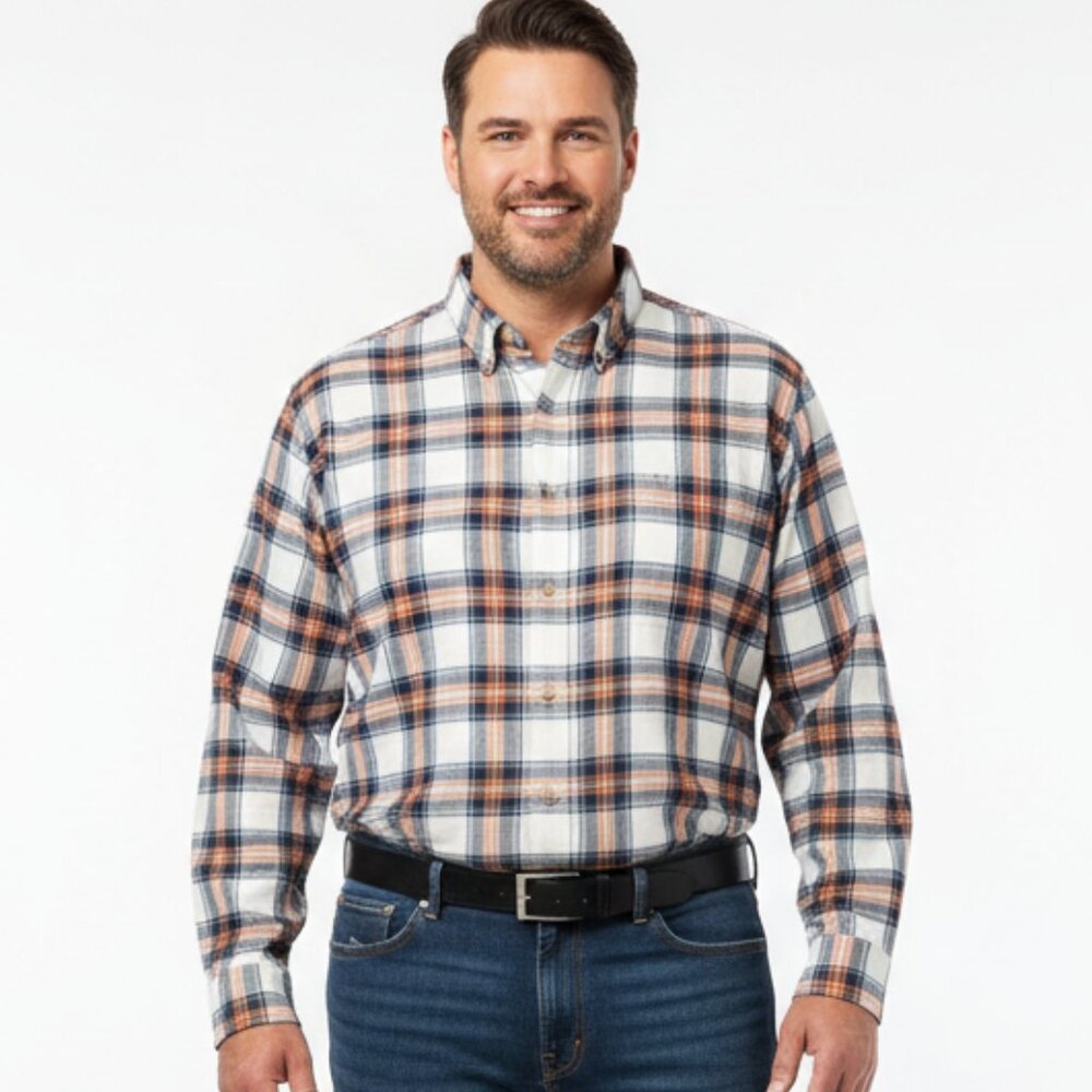 Izod Flannel Long Sleeve Button Up & Down Checks Plaid Shirt 2XLT